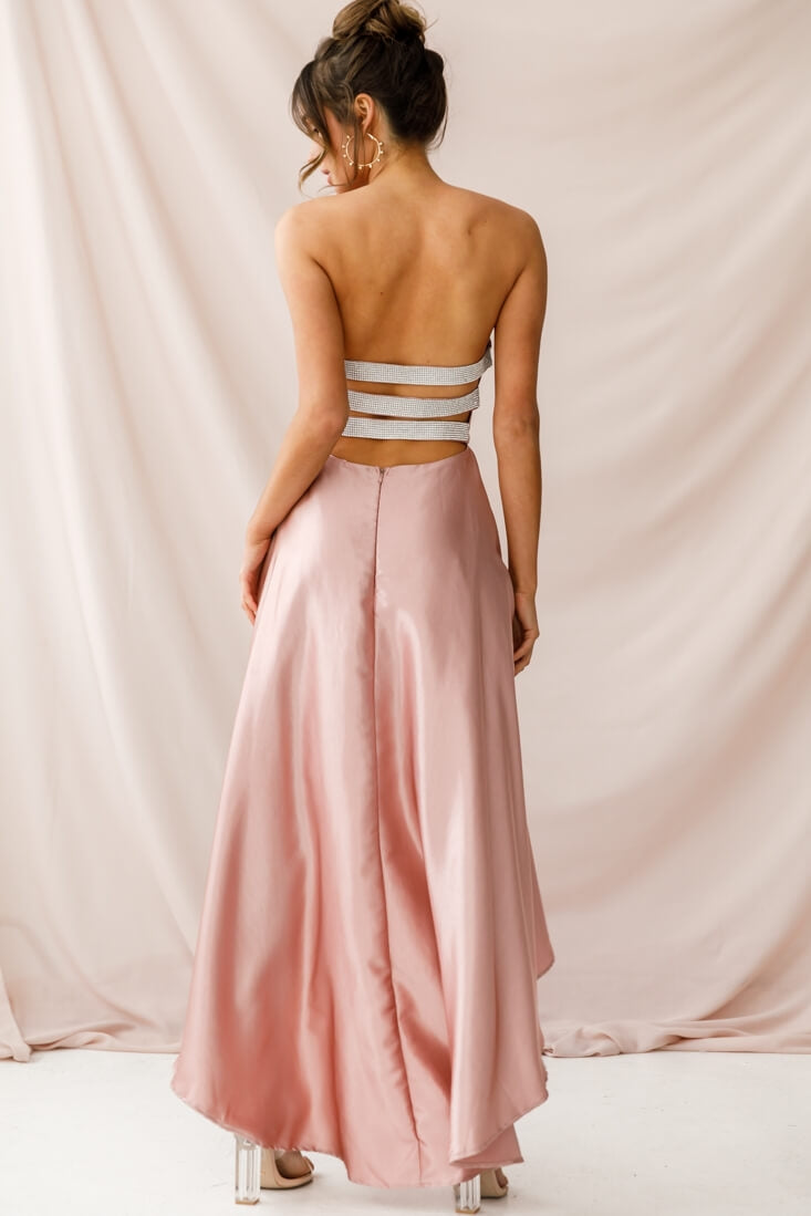 Belle Strapless High-Low Hem Dress Mocha by Selfie Leslie