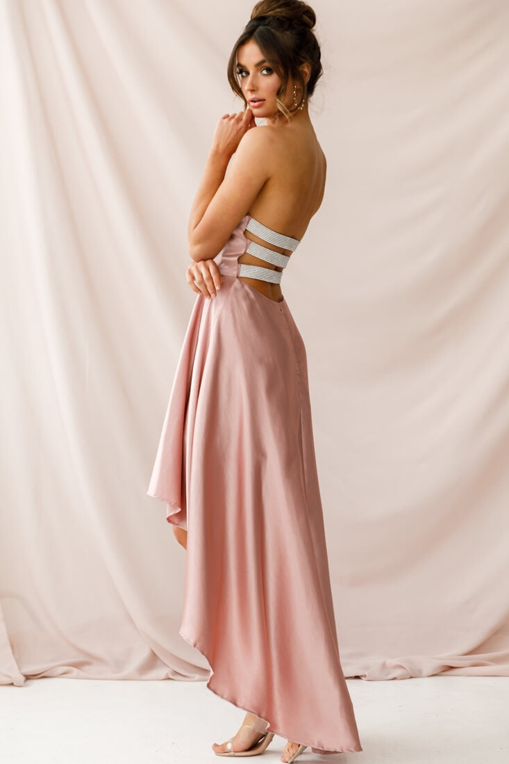 Belle Strapless High-Low Hem Dress Mocha by Selfie Leslie