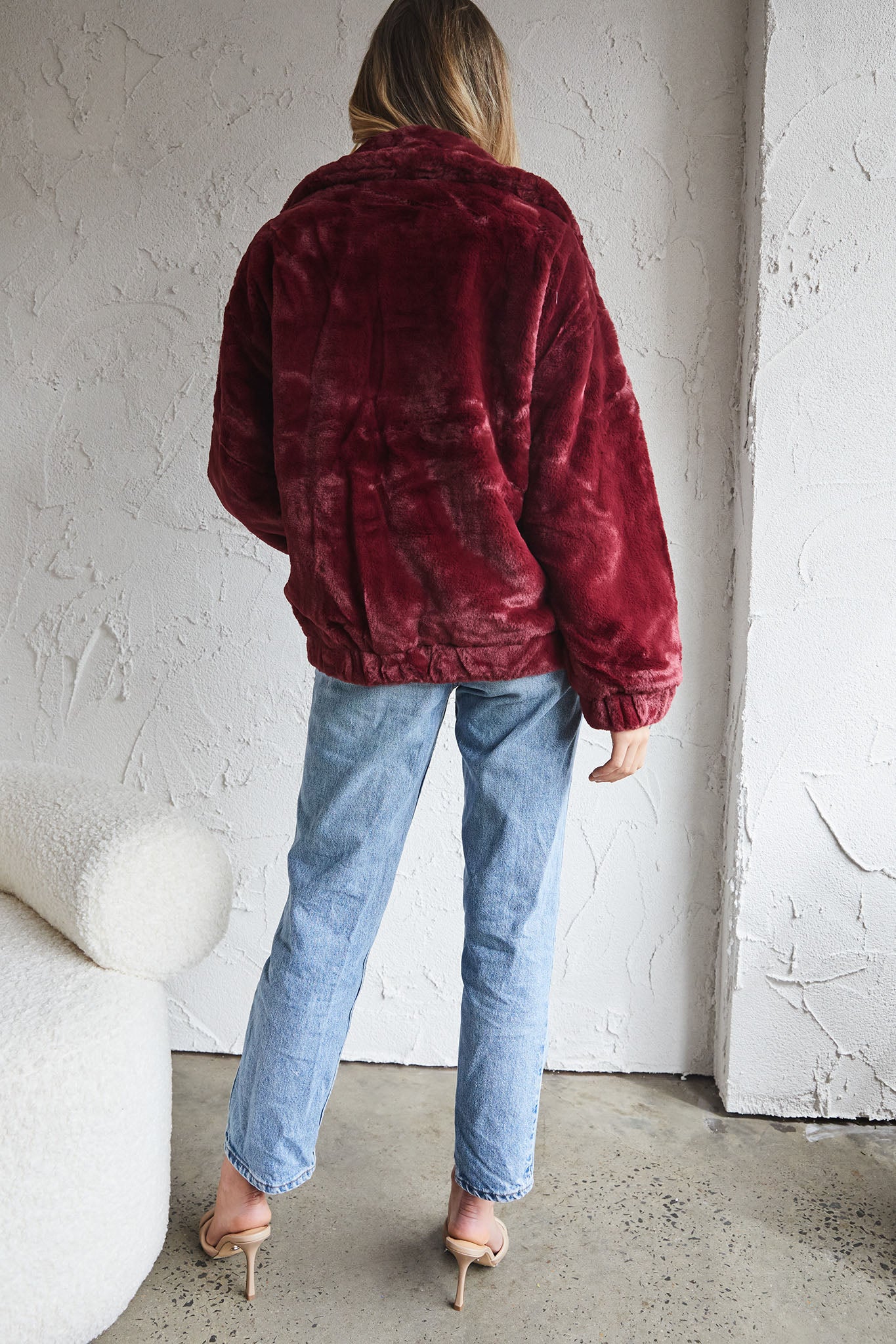 Chamonix Collared Zip Front Jacket Wine by Selfie Leslie