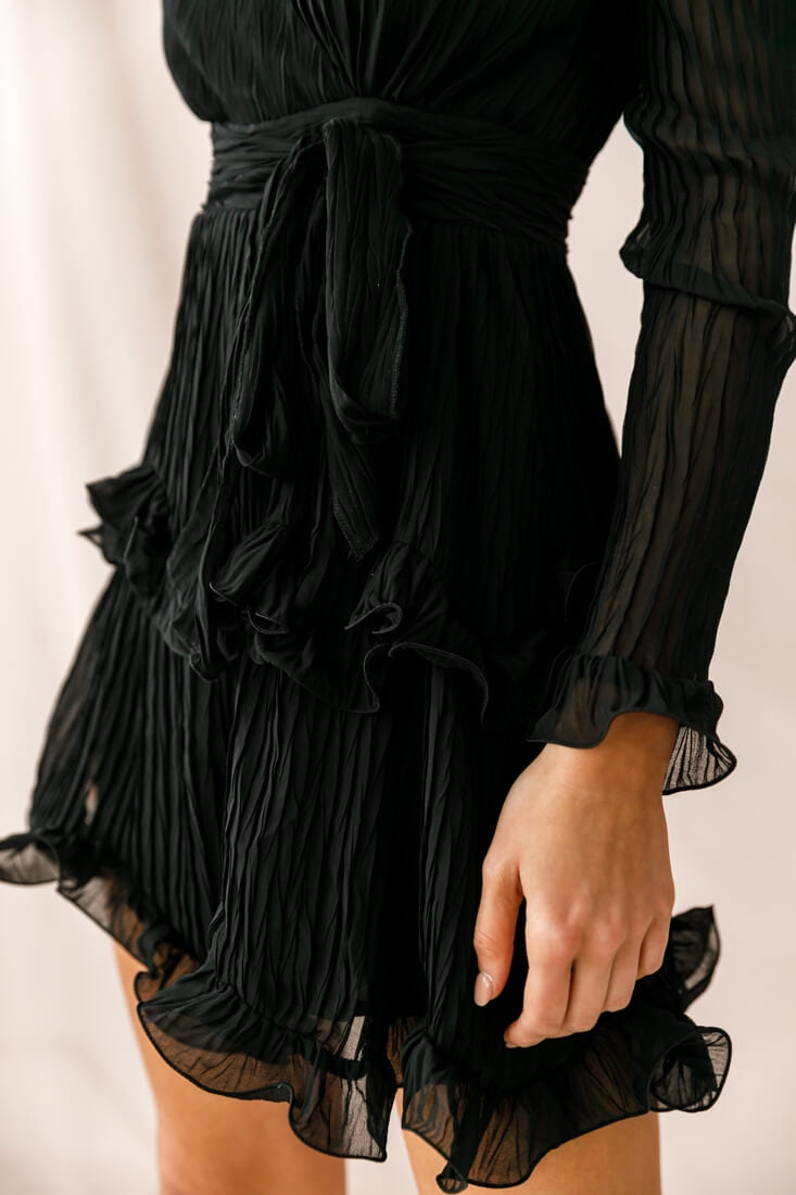 white christmas dresses Tiered Ruffled Maxi Dress Black main image 0