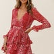 Greta Tiered Ruffle Chiffon Dress Floral Print Red