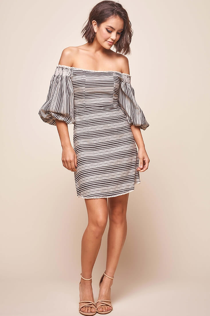 Antoinette Off-Shoulder Puff Sleeve Dress Black by Selfie Leslie