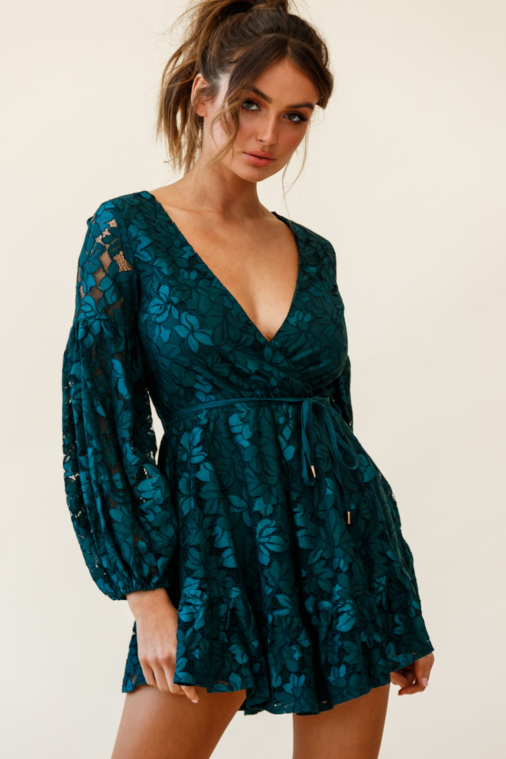 Ever After Keyhole Back Lace Dress Teal by Selfie Leslie