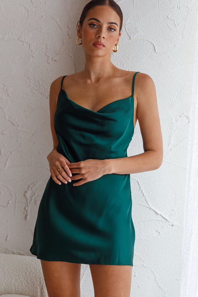 Xanadu Cowl Neck Slip Dress Forest Green | Selfie Leslie Xanadu Cowl Neck Slip Dress Forest Green | Selfie Leslie