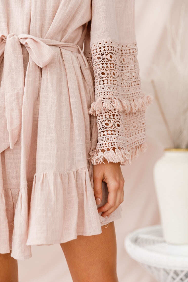 Mona Off-Shoulder Embellished Sleeve Dress Mocha by Selfie Leslie