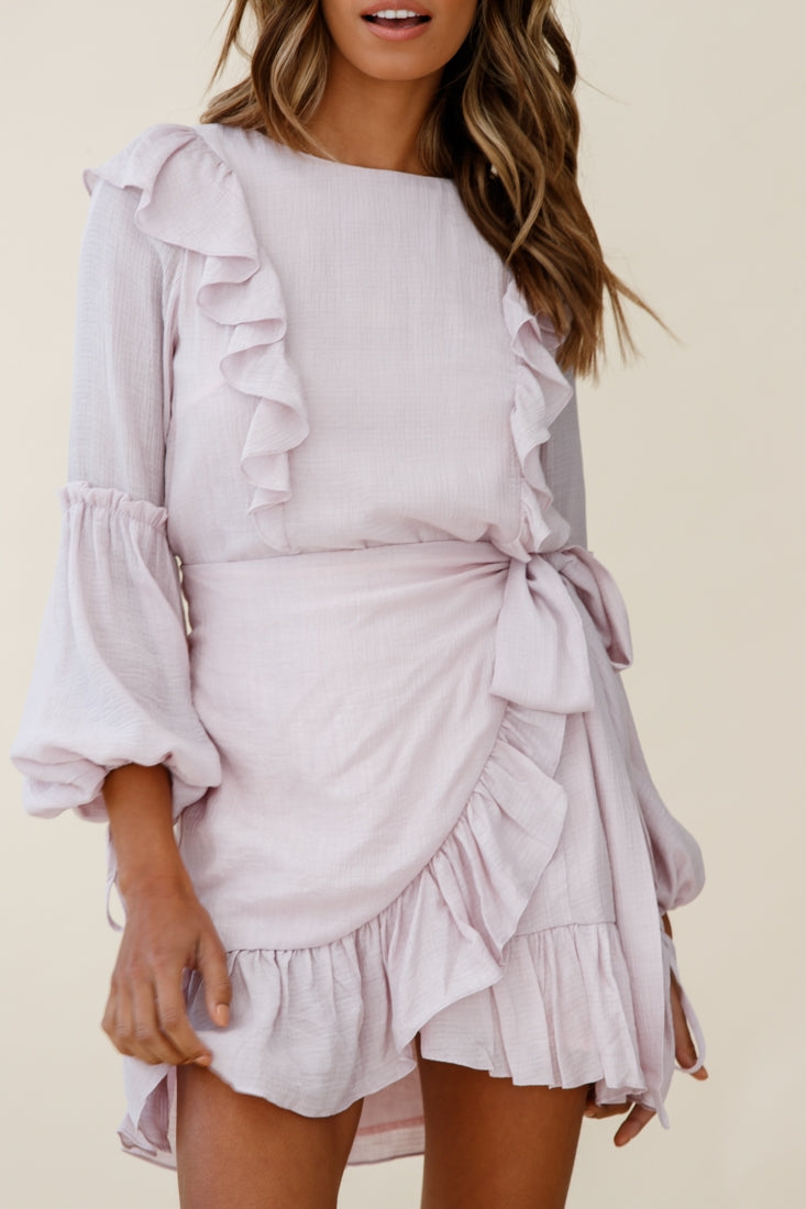 Tila Long Balloon Sleeve Wrap Front Dress Blush by Selfie Leslie