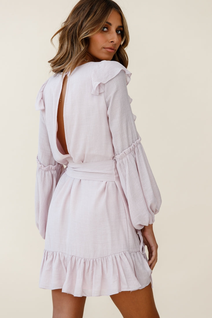 Tila Long Balloon Sleeve Wrap Front Dress Blush by Selfie Leslie