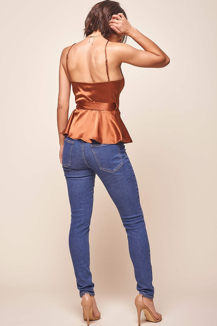 Laural Side-Tie Wrap Top Copper by Selfie Leslie