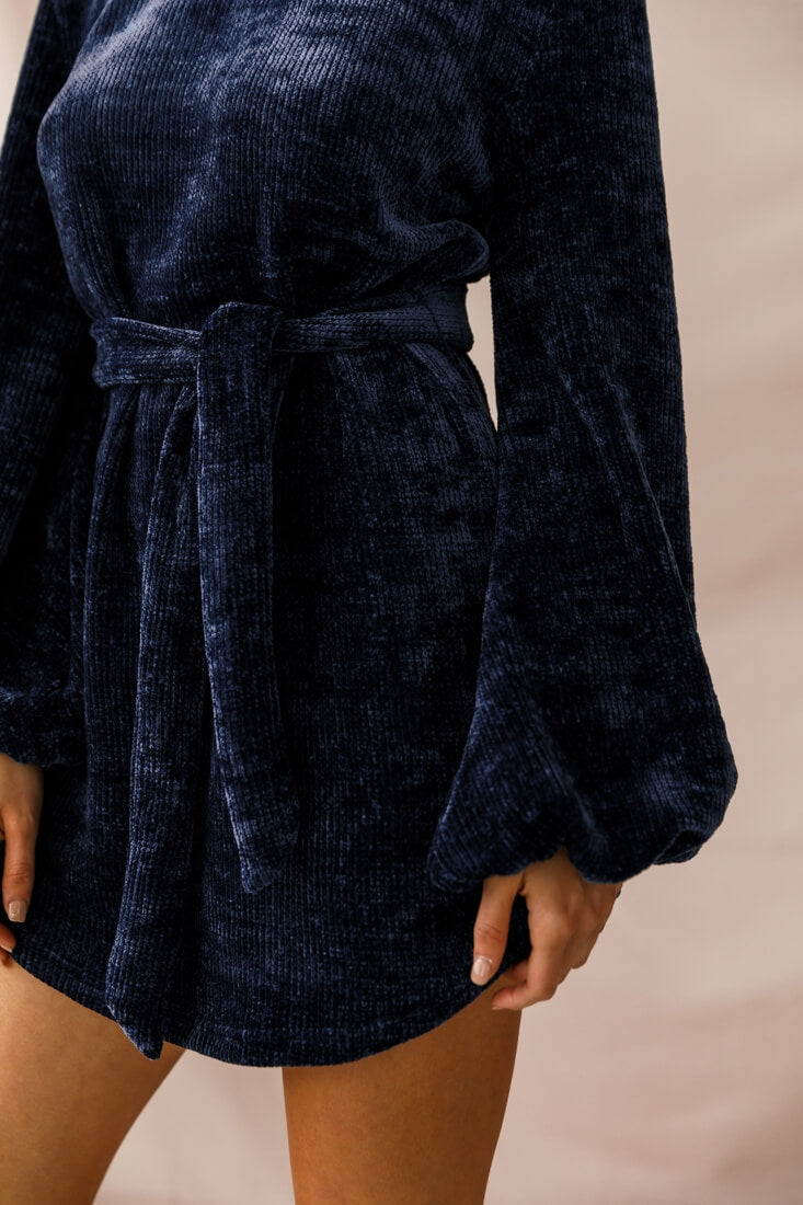 Diva Velvet Yarn Knit Dress Navy by Selfie Leslie