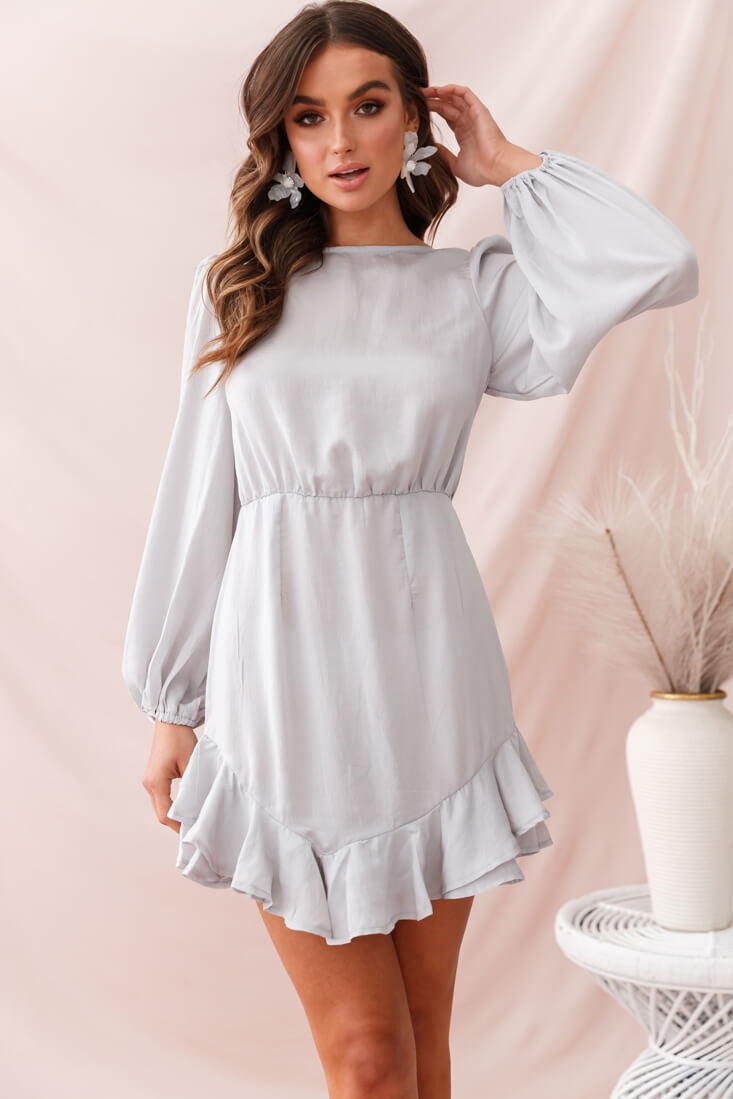 Sydney Double Bow Back Dress Silver by Selfie Leslie