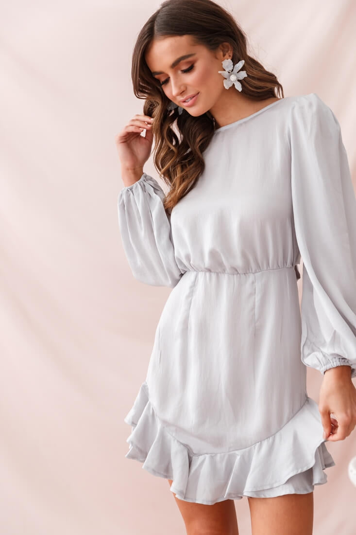Sydney Double Bow Back Dress Silver by Selfie Leslie
