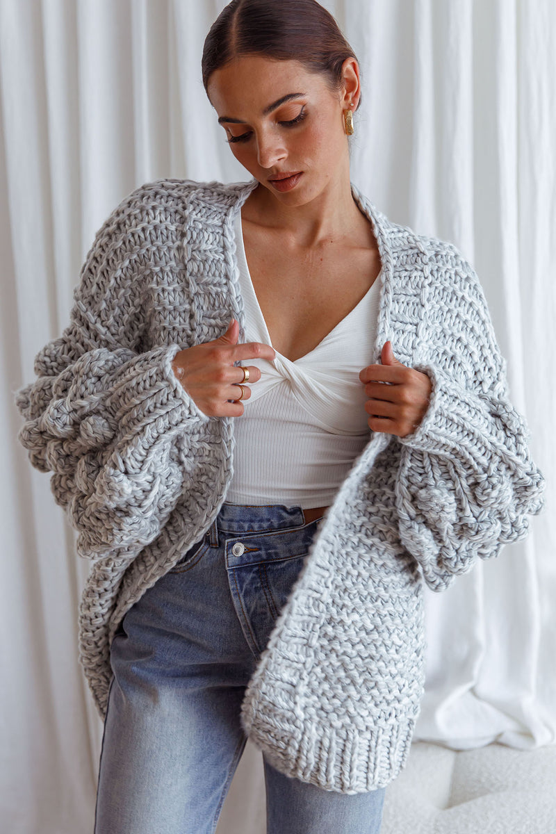 Shop the Moscow Chunky Knit Oversized Cardigan Marble | Selfie Leslie