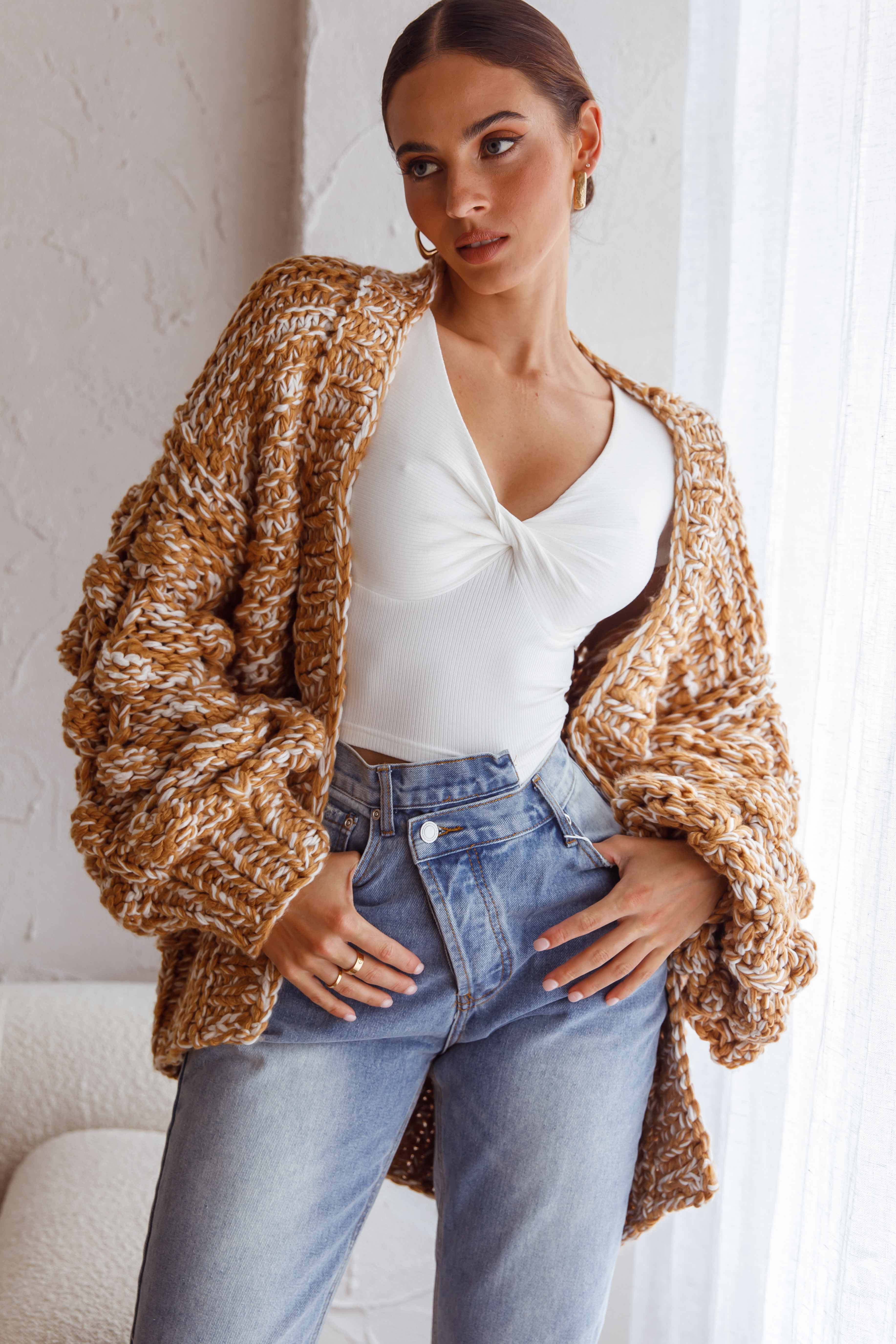 Moscow Chunky Knit Oversized Cardigan Oatmeal by Selfie Leslie