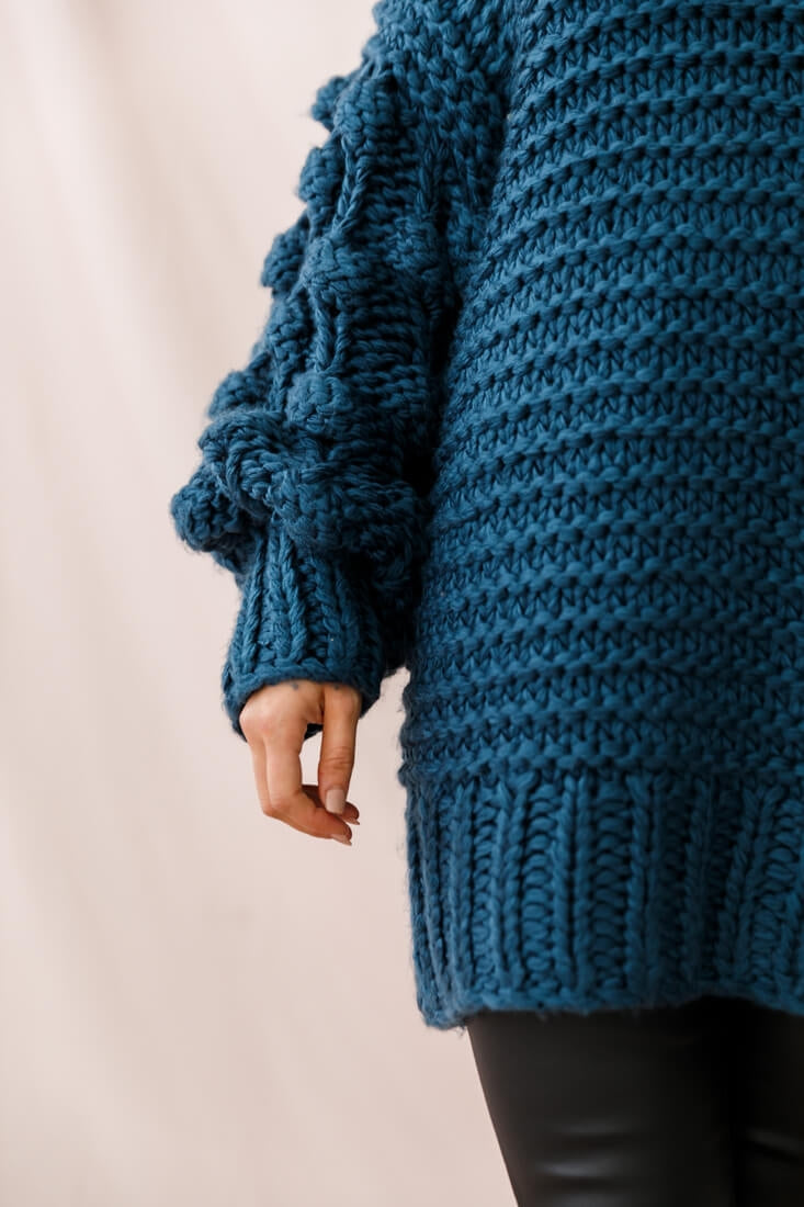 Moscow Chunky Knit Oversized Sweater Teal by Selfie Leslie