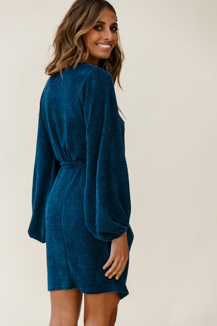 Make Way Balloon Sleeve Wrap Dress Teal by Selfie Leslie