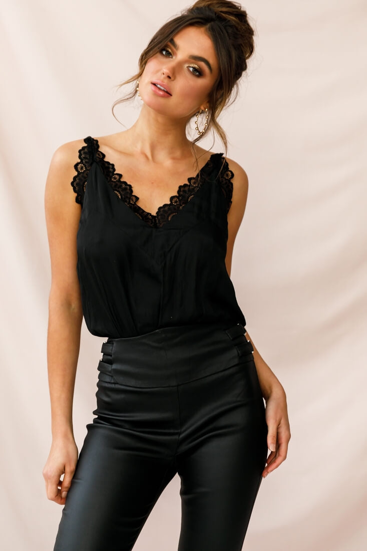 Brooklyn Camisole Sexy Lace Bodysuit Black by Selfie Leslie