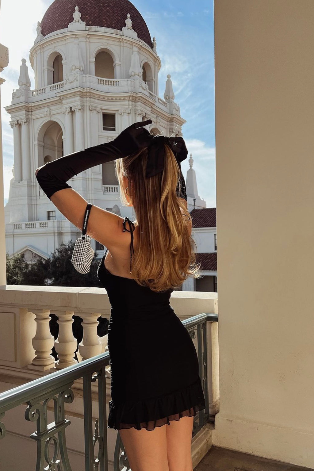 Bambi Ruched Mini Dress Black by Selfie Leslie