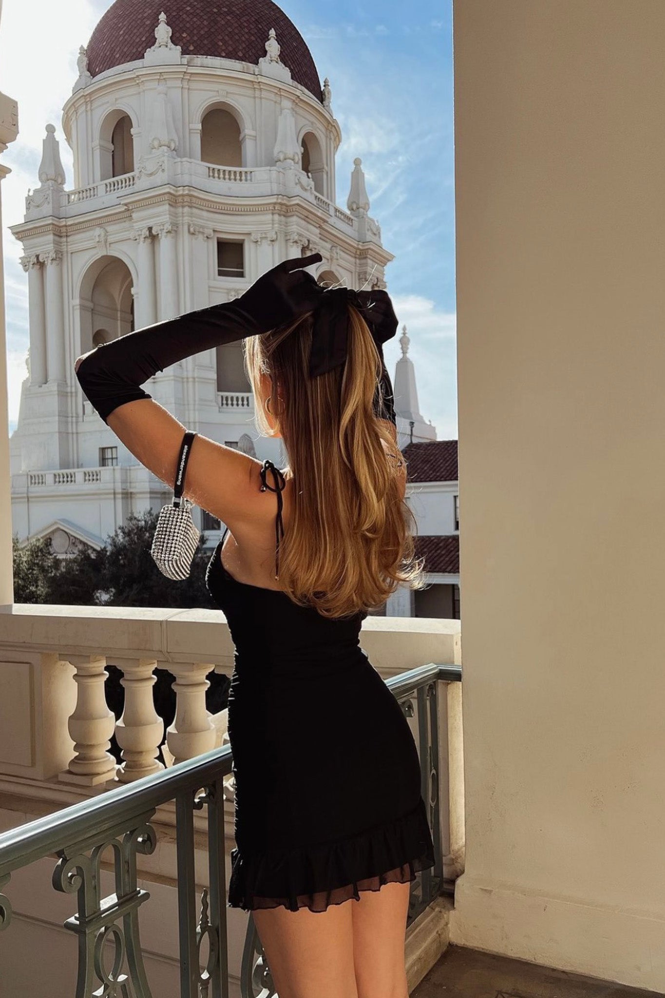 Bambi Ruched Mini Dress Black by Selfie Leslie