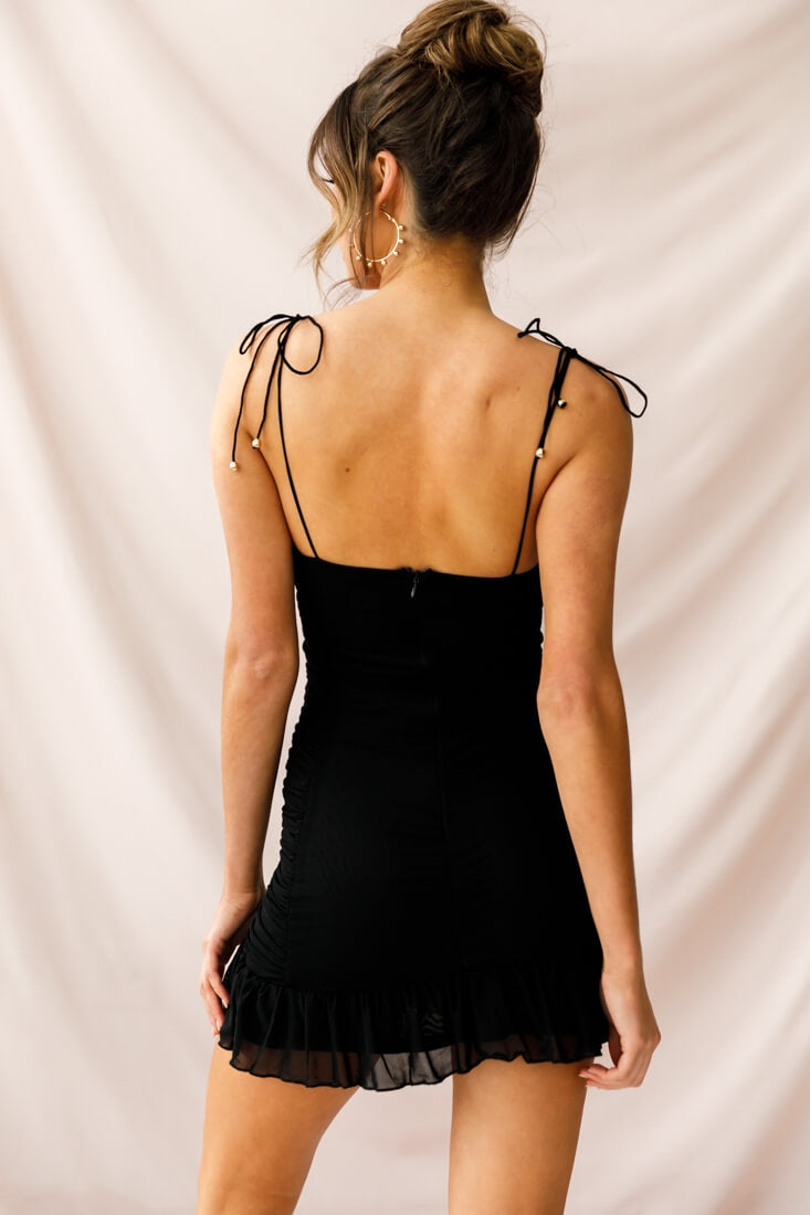 Bambi Ruched Mini Dress Black by Selfie Leslie