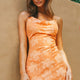 Show Me Love Cowl Neck Mini Dress Textured Floral Orange