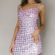 Show Me Love Cowl Neck Mini Dress Sequin Check Purple