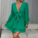 Anthea Bow-Tie Front Layered Frill Dress Green