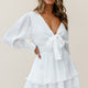 Anthea Bow-Tie Front Layered Frill Dress White