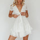 Anthea Bow-Tie Short Sleeve Frill Dress White
