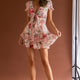 Anthea Bow-Tie Front Layered Frill Dress Floral Print Pink