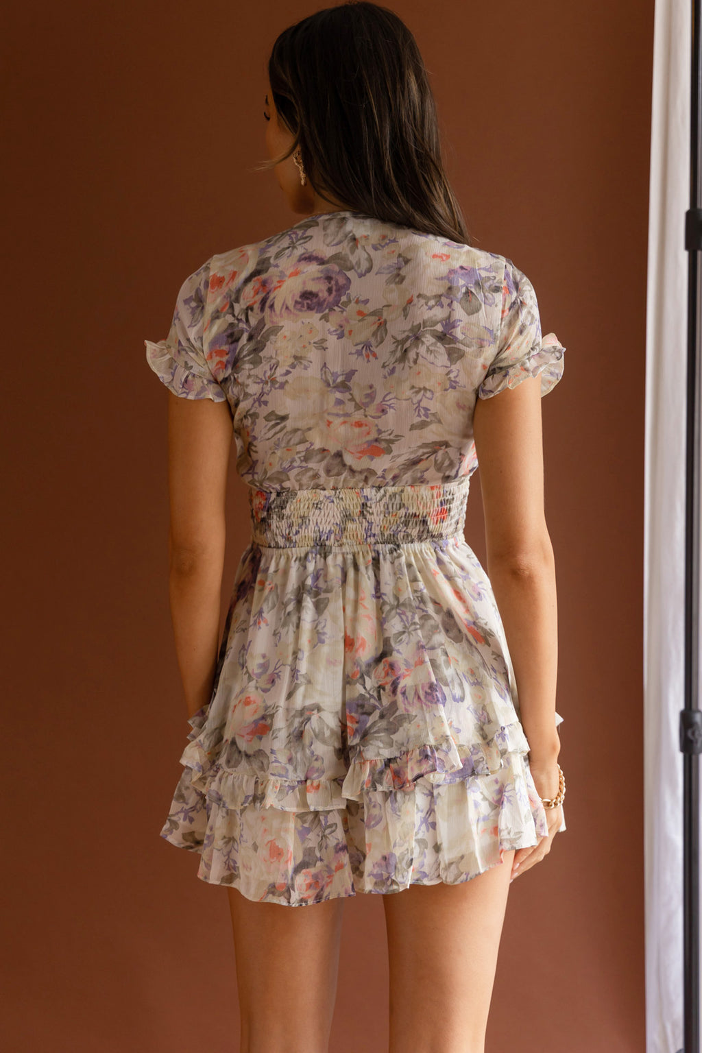 Anthea Bow-Tie Front Layered Frill Dress Floral Print Yellow by Selfie Leslie