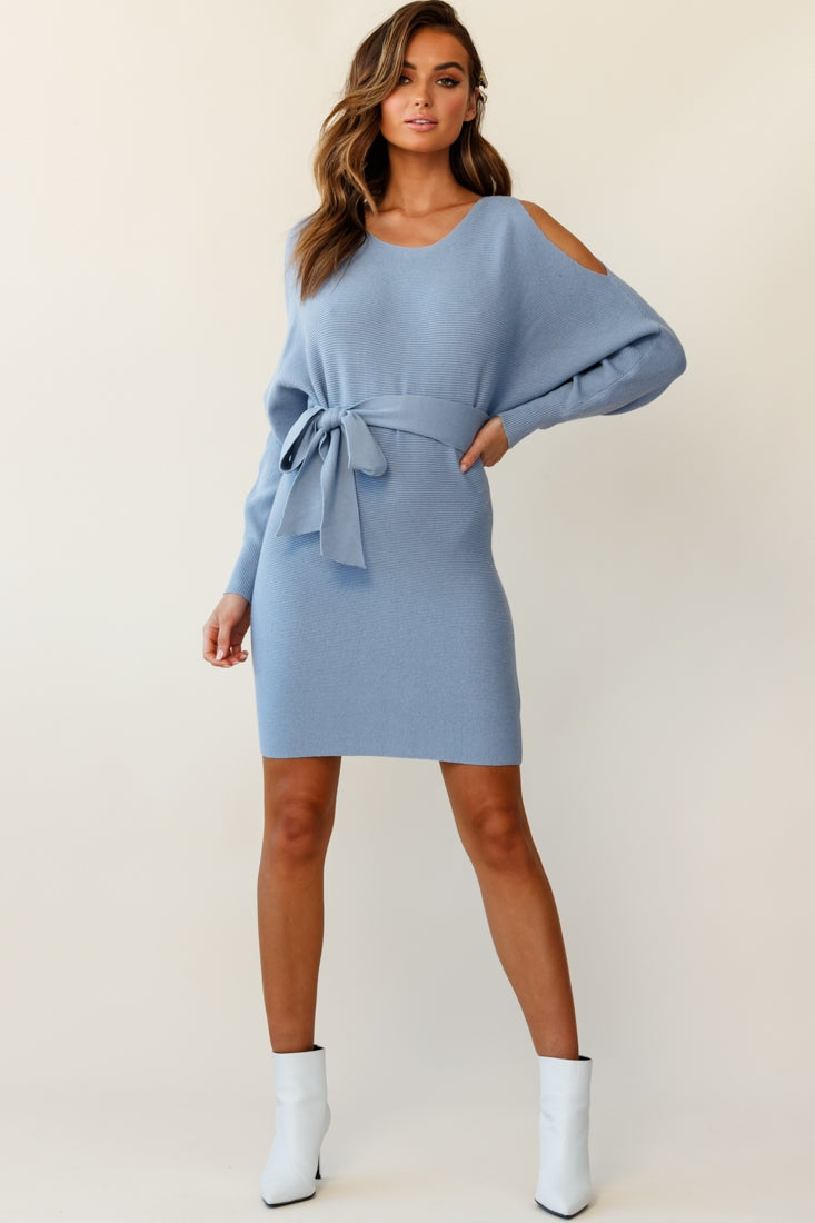 Sorry, Honey Cold Shoulder Knit Dress Midnight Blue by Selfie Leslie