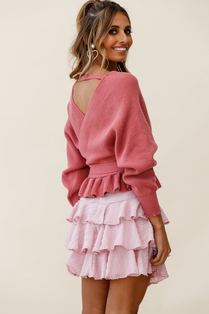 Amara Long Sleeve Knit Top Rose by Selfie Leslie