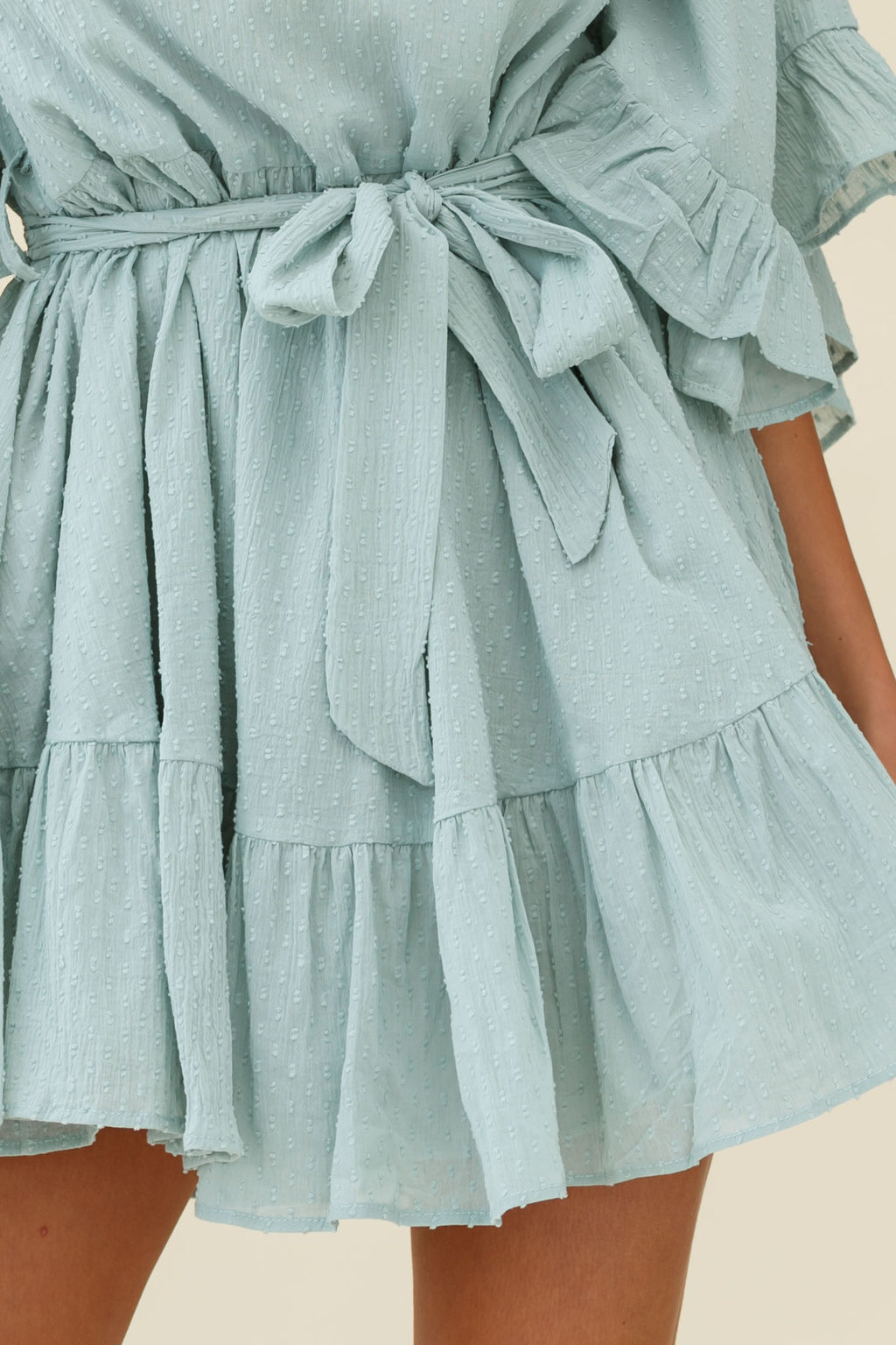 Joni Batwing Sleeve Waist Tie Dress Sage by Selfie Leslie