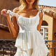 Wendy Tied Shoulder Ruched Bust Layered Ruffle Romper White