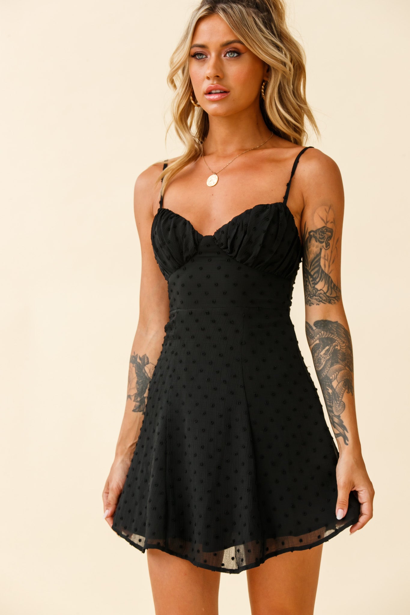 Good Morning Angel Ruched Bust A-Line Dress Black by Selfie Leslie