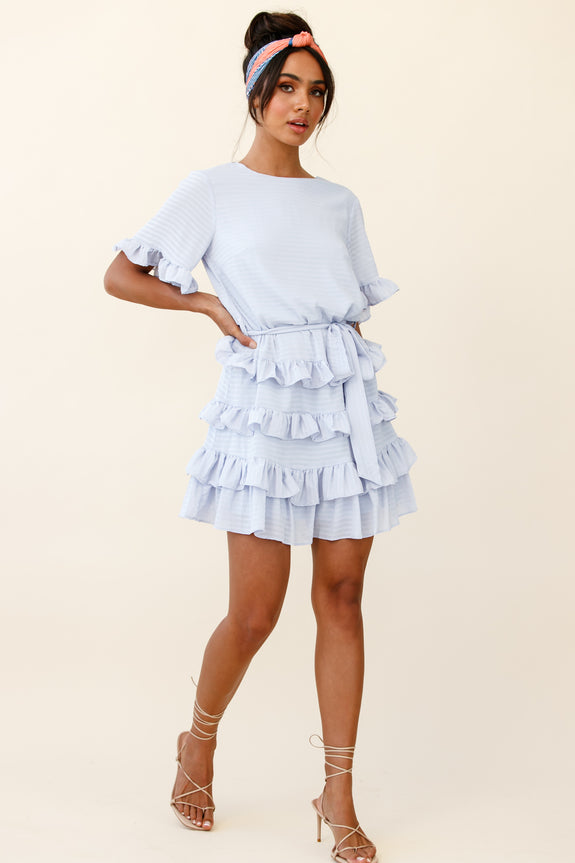 Zipporah Short Sleeve Layered Ruffle Dress Black
