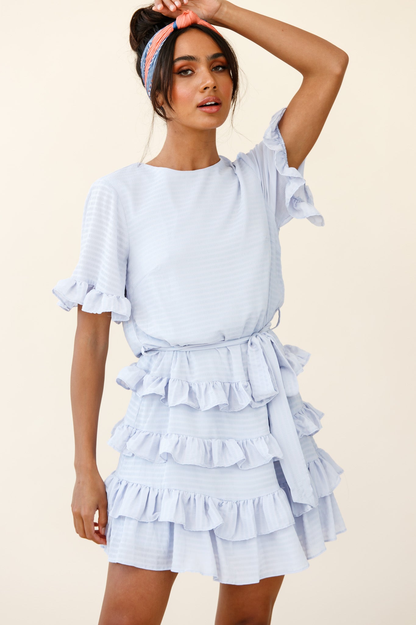 Zipporah Short Sleeve Layered Ruffle Dress Grey by Selfie Leslie