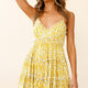 Buttercup Frill Trimmed Babydoll Dress Floral Print Yellow