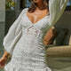 Make Memories Balloon Sleeve Molded Bust Lace Dress White