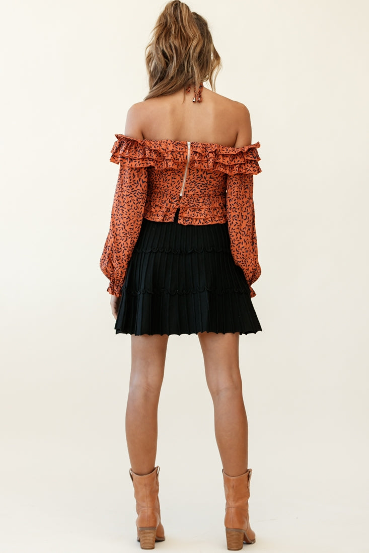 Eleanor Thick Ribbed Knit A-Line Skirt Black by Selfie Leslie