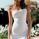 Cher Frill Neckline Double Strap Mini Dress White