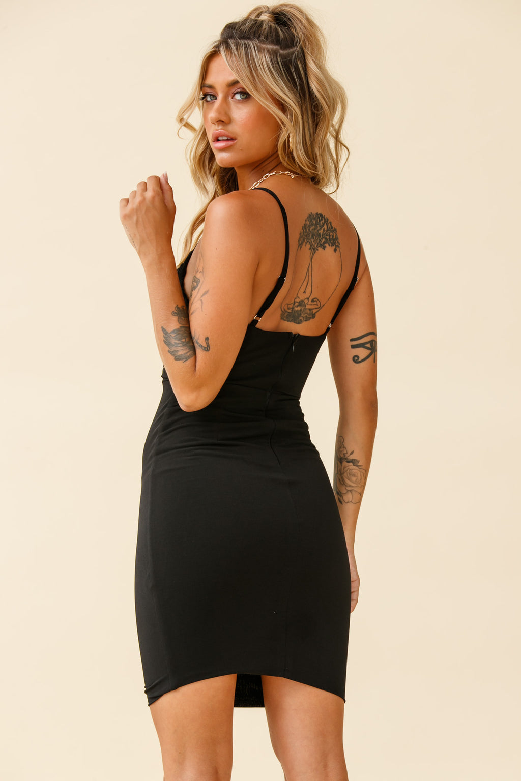 Argentina Crossover Bust Bodycon Dress Black by Selfie Leslie