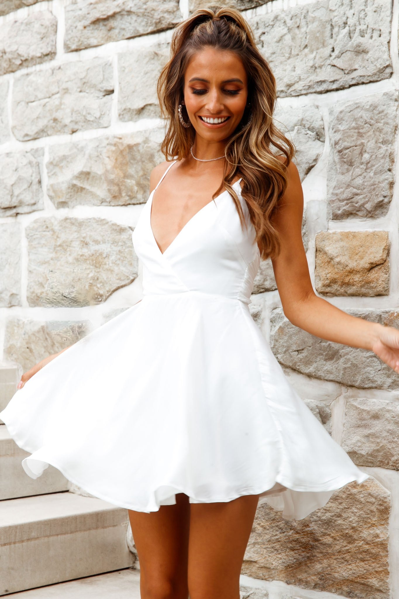 Secret Place Strappy Tie Back Party Dress White - XS Secret Place Strappy Tie Back Party Dress White - XS