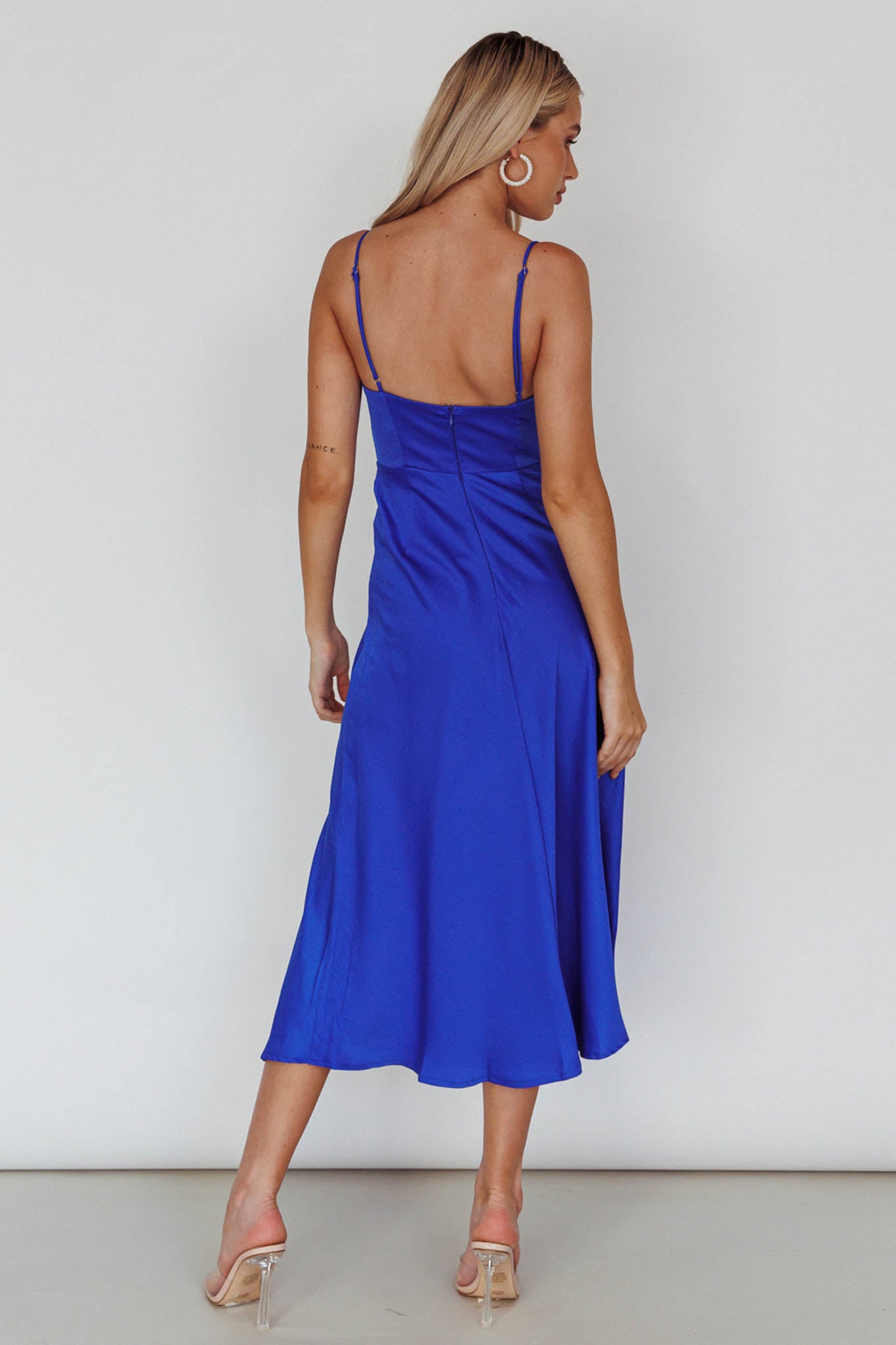 Suki Front Split Midi Dress Royal Blue by Selfie Leslie