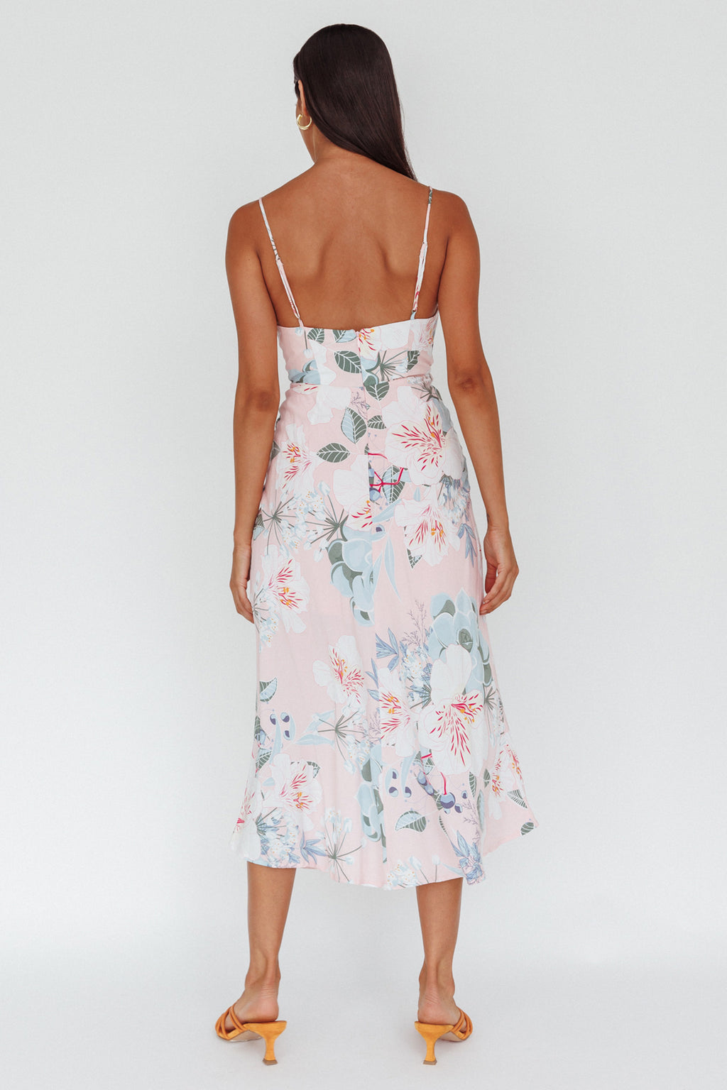 Suki Front Split Midi Dress Lily Light Pink by Selfie Leslie