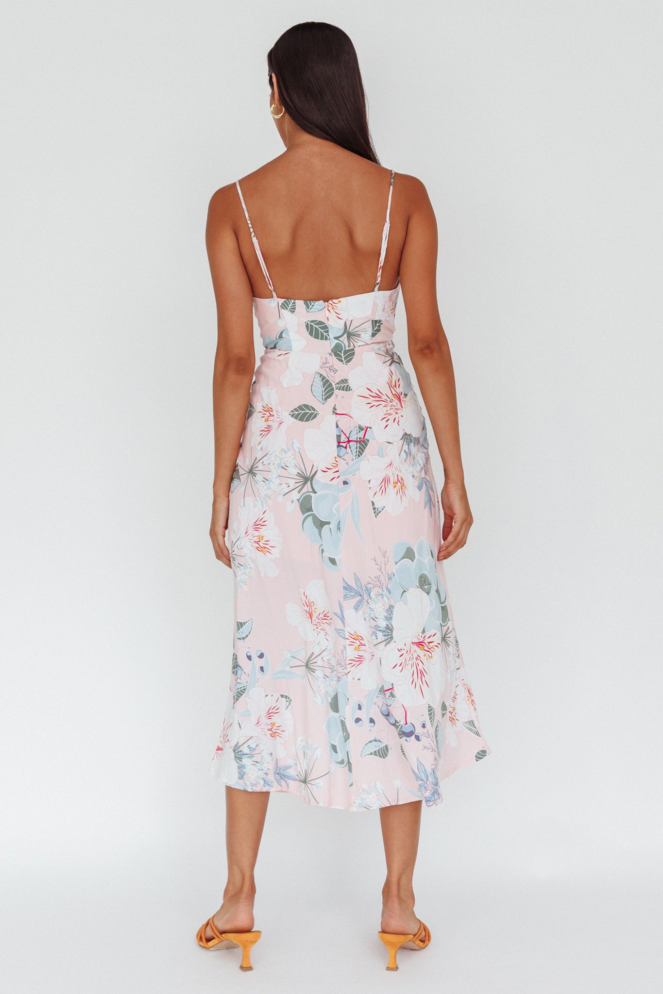 Suki Front Split Midi Dress Lily Light Pink by Selfie Leslie