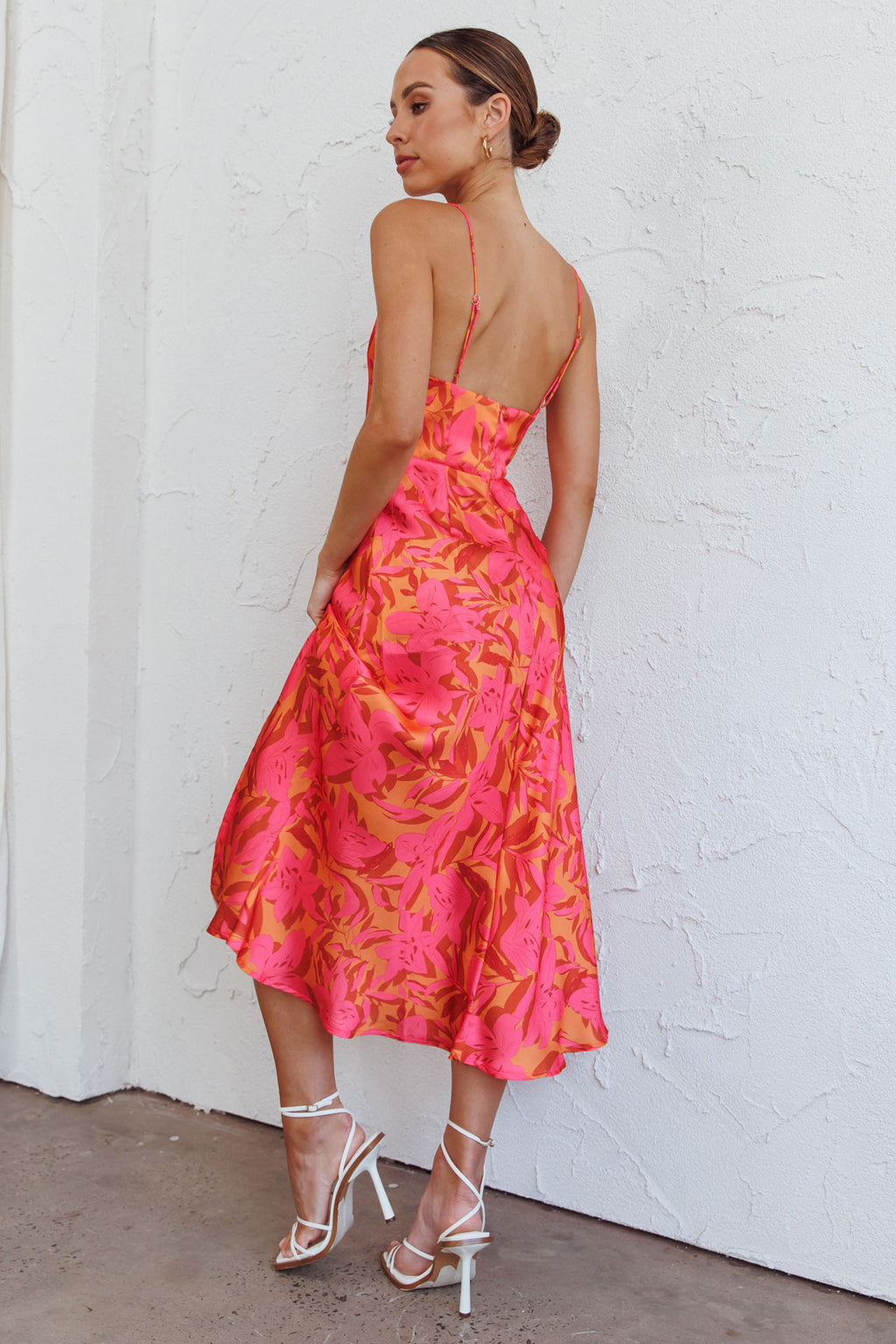 Suki Front Split Midi Dress Lily Pink by Selfie Leslie