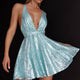 Floating By Plunging Neckline Mini Dress Sequin Mint