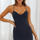 Forget Me Not Criss-Cross Back Lace Bodycon Dress Navy