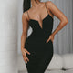 Good Vibes V-Neckline Knee Length Dress Black